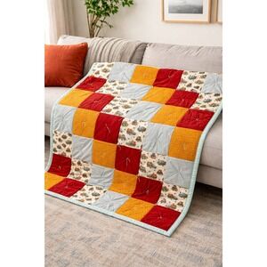 Vintage Truck Quilt Throw 84x62 Handmade Farmhouse Patchwork Rustic Cabin